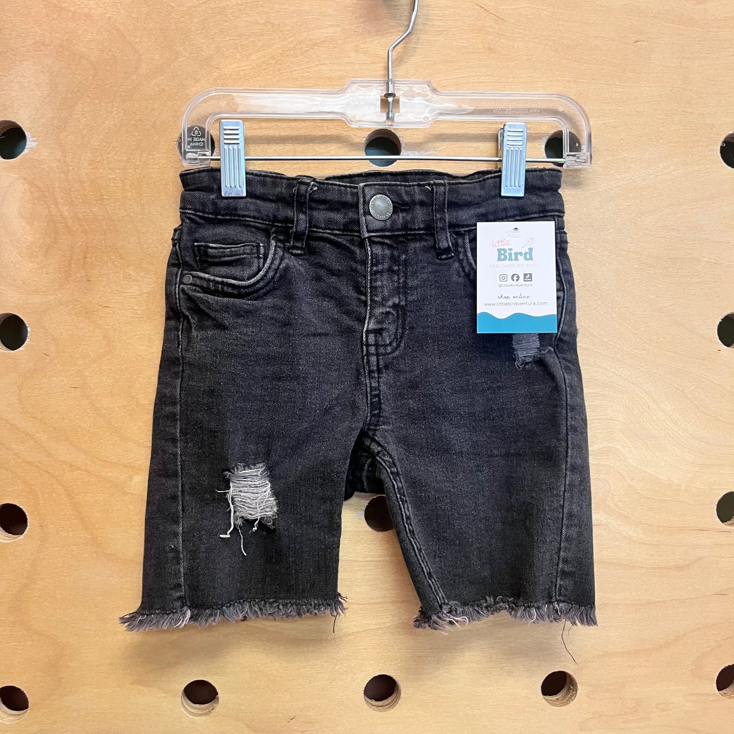 Black Distressed Denim Shorts