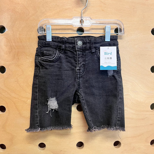 Black Distressed Denim Shorts