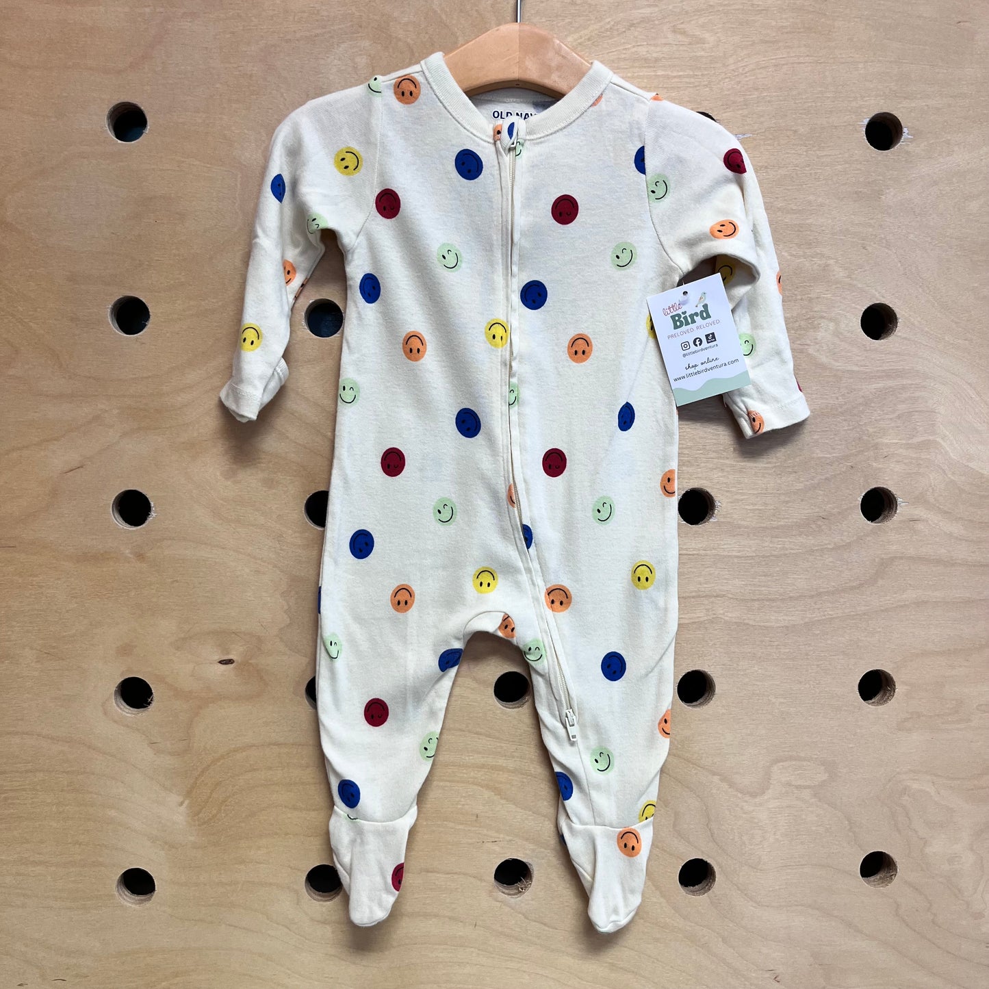 Cream Smiley Faces Footies