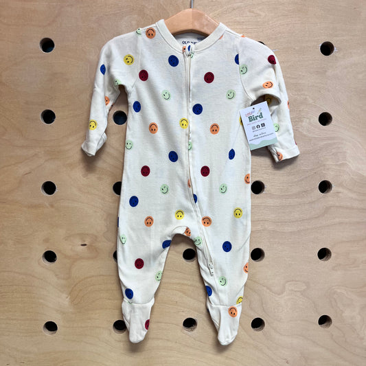 Cream Smiley Faces Footies