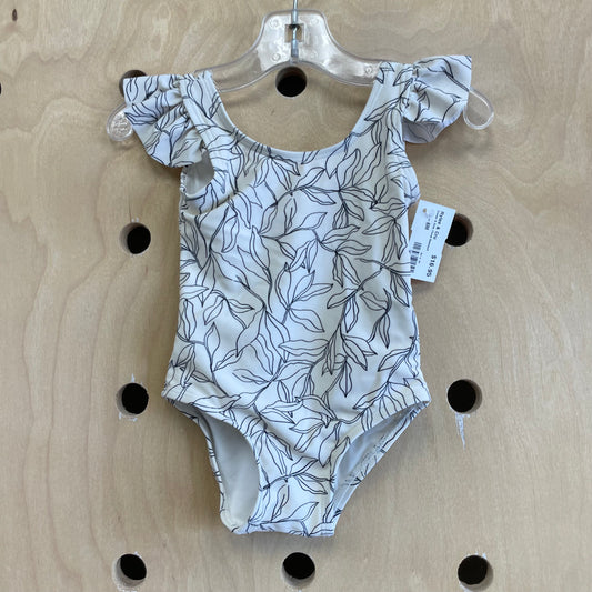 Cream & Grey Floral Swimsuit