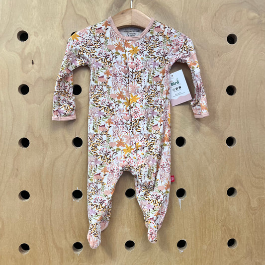 Magnetic Peach Floral Bamboo Footies