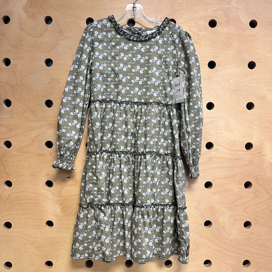 Green Floral LS Dress