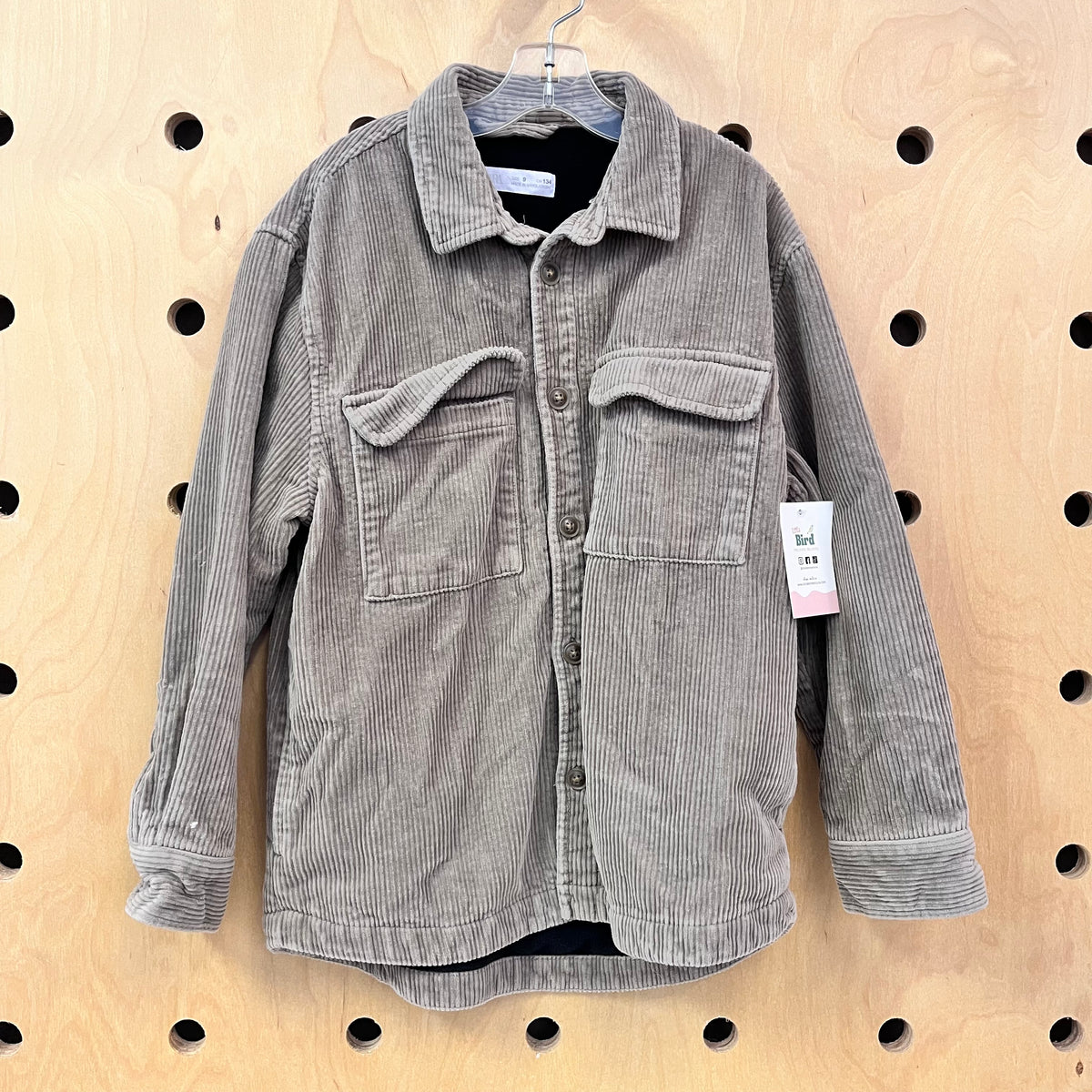 Beige Cord Fleece Lined Shacket