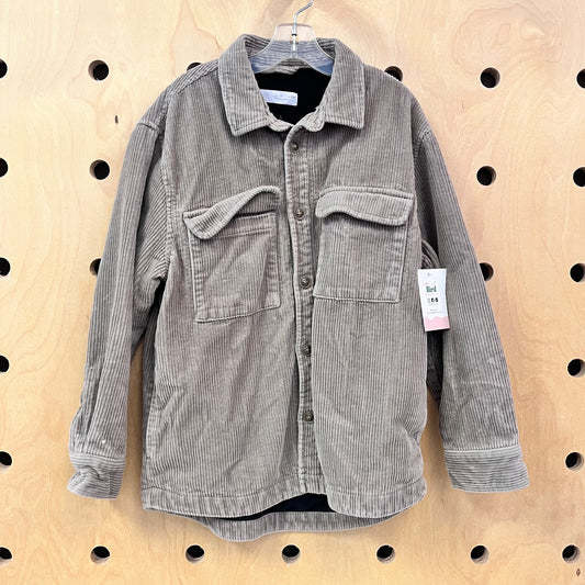 Beige Cord Fleece Lined Shacket
