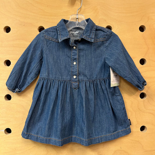 Soft Denim Half Button LS Dress