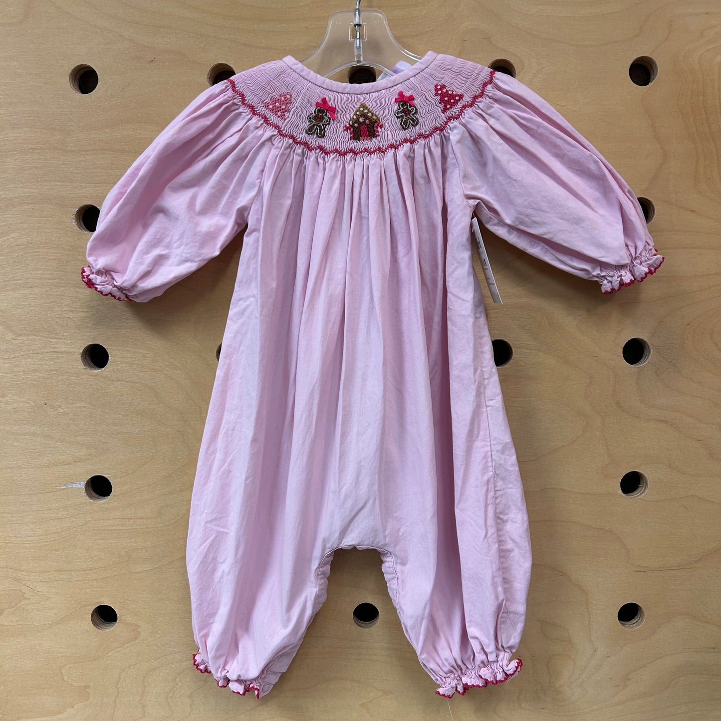 Pink Smocked Gingerbread Romper