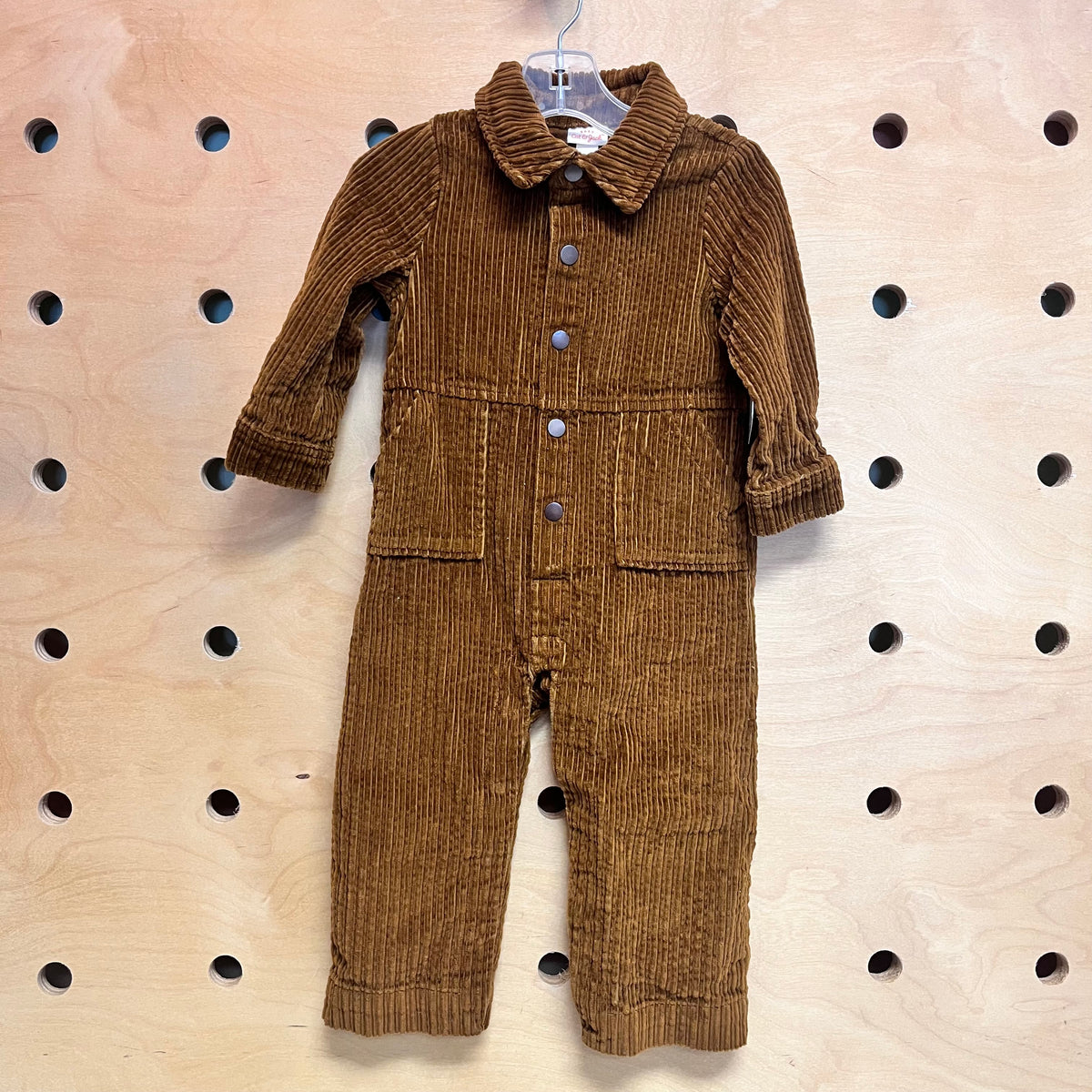 Brown Wide Ribbed Cord Coveralls