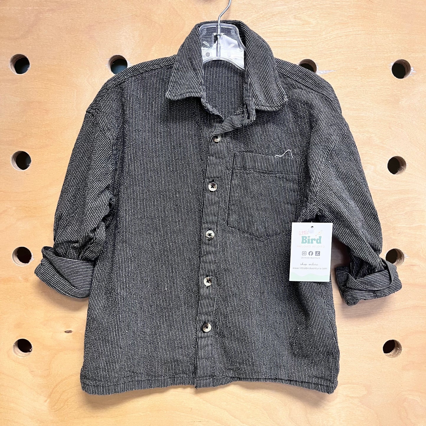 Grey/White Striped Button Up