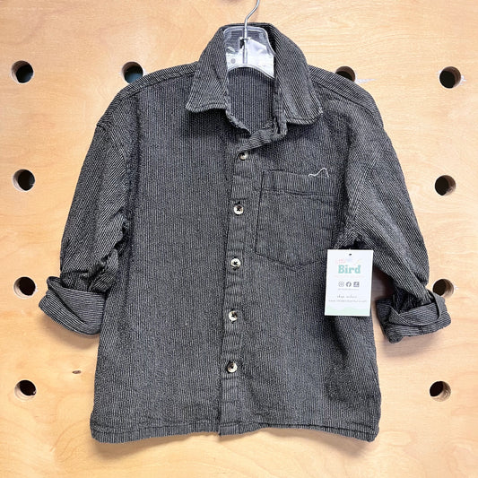 Grey/White Striped Button Up