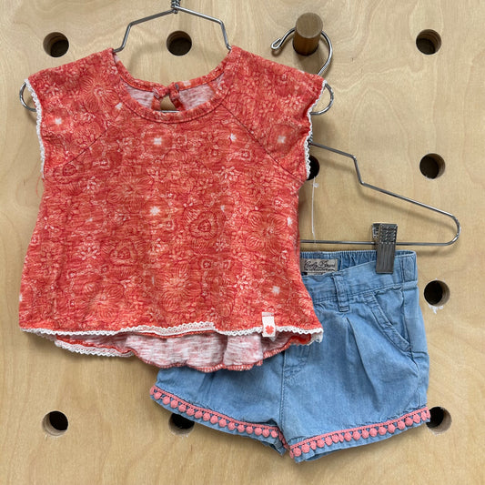 Coral Floral & Chambray Outfit