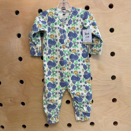 Cream Floral Organic Snap Romper