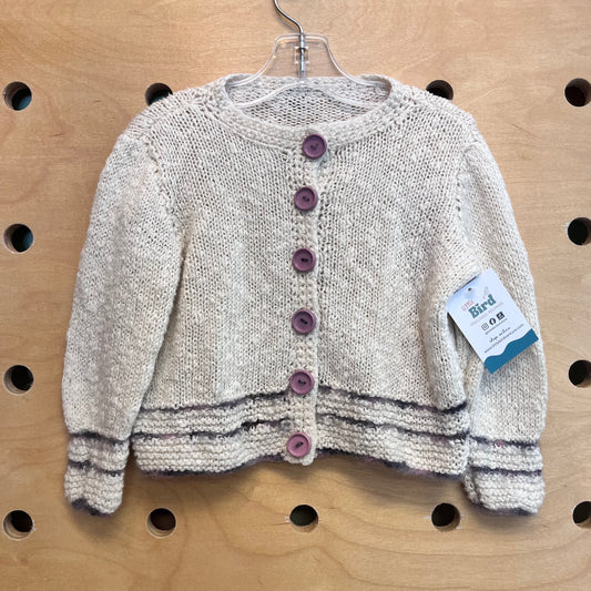 Cream & Purple Cardigan