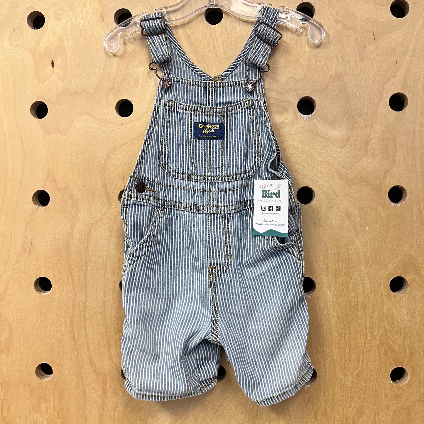 Denim Railroad Stripe Shortalls