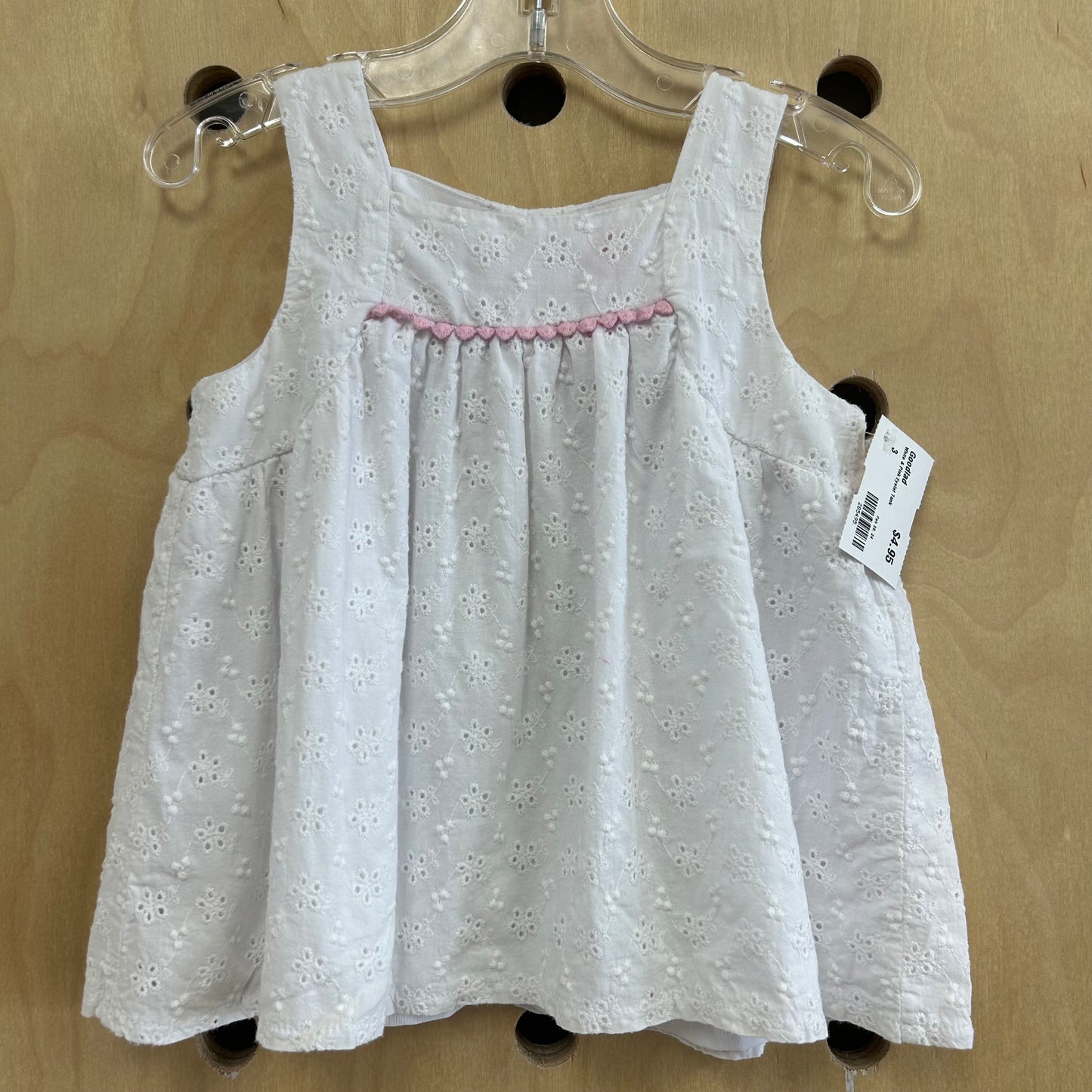 White & Pink Eyelet Tank