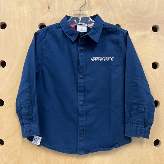 Blue Snoopy Button Up Long Sleeve