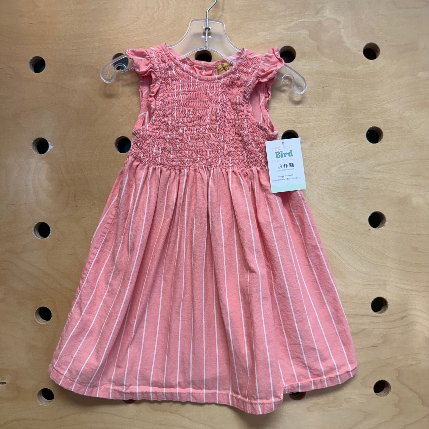 Peach/White Striped Smocked Dress