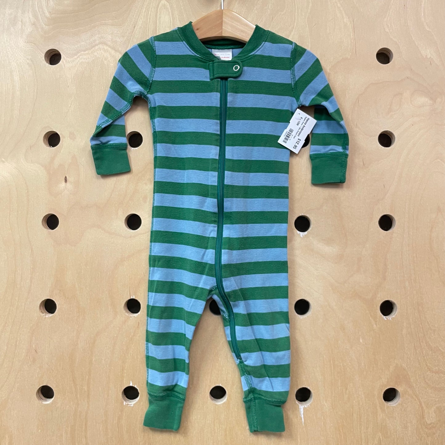 Organic Green + Blue Striped Zippy
