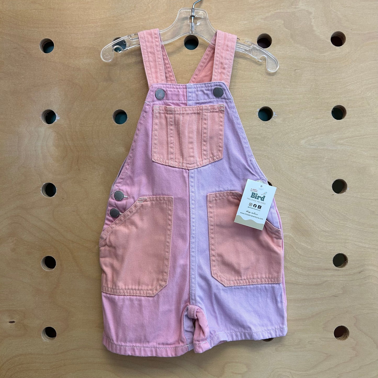Colorblock Denim Shortalls