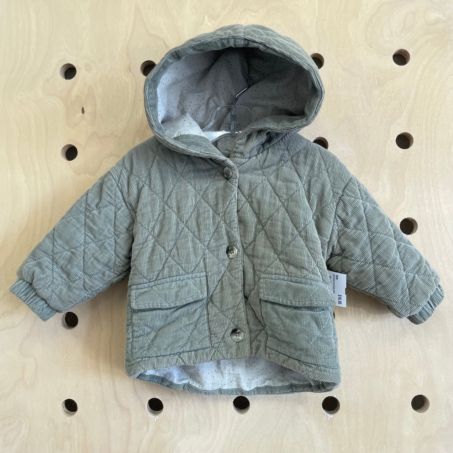 Lined Green Cord Hoodie Jacket