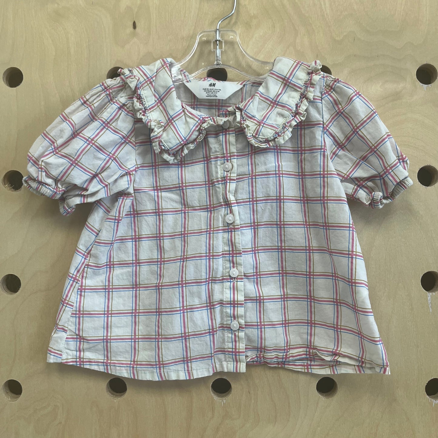 White & Pink Plaid Top