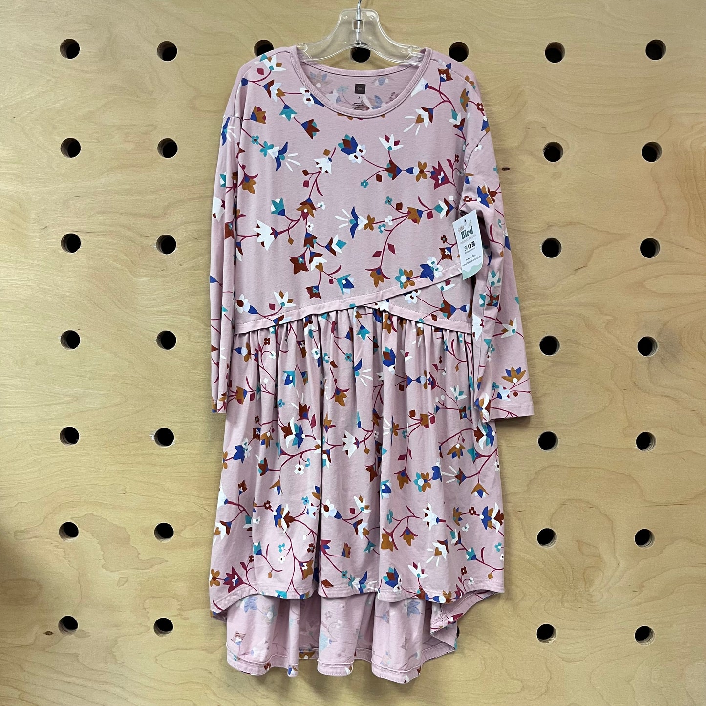 Pink Floral Cotton LS Dress