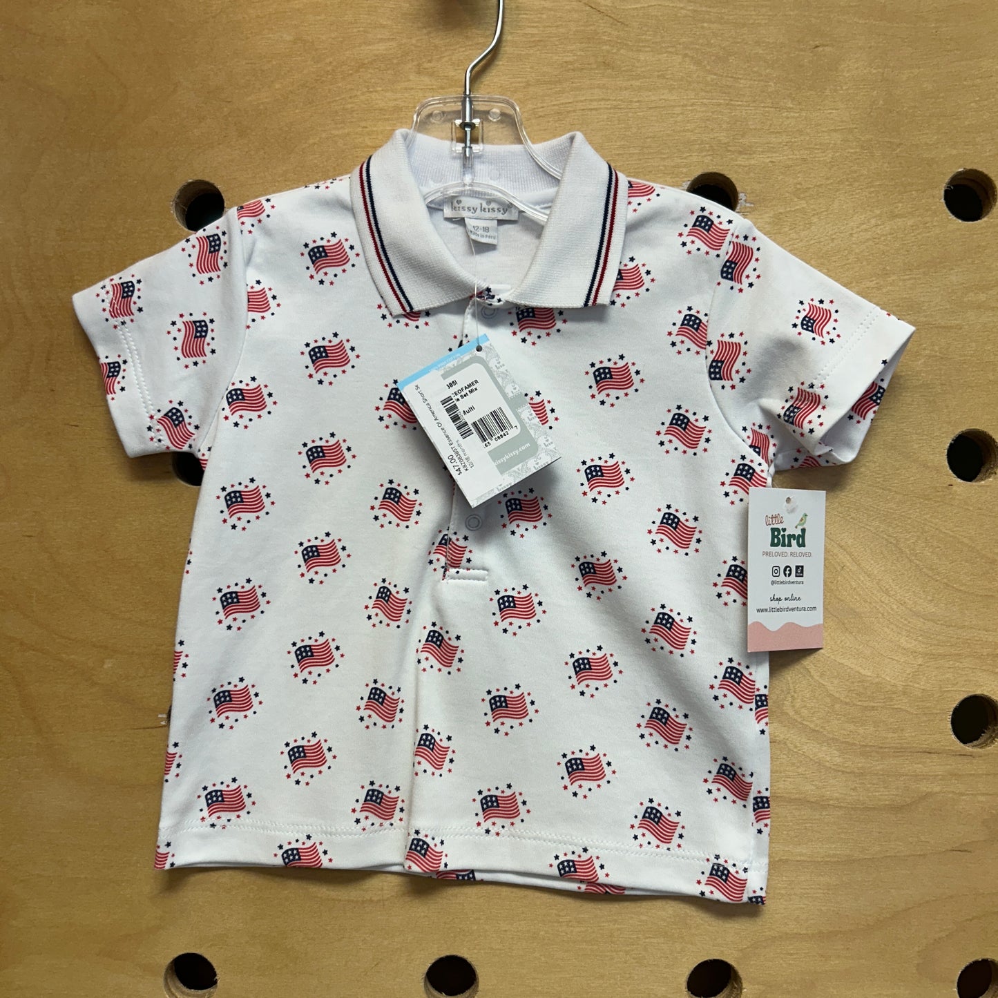 White American Flag Polo NEW!