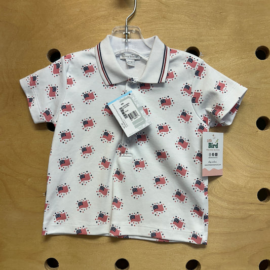 White American Flag Polo NEW!