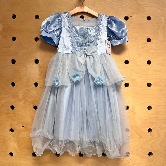 Blue Sequin Flower Princess Dress