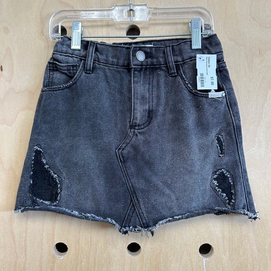 Black Distressed Denim Skirt