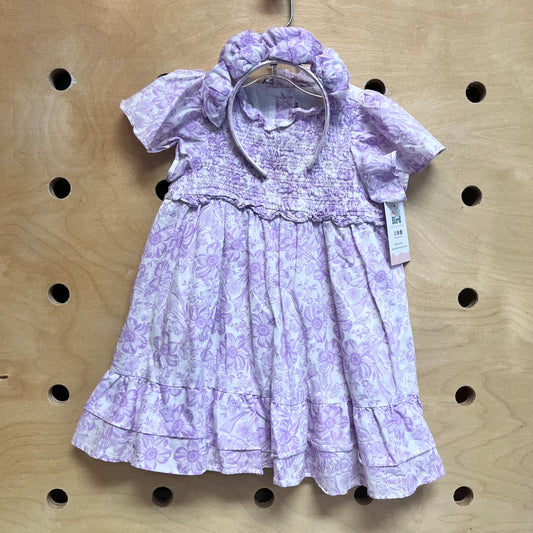 White/Purple Floral Dress & Headband