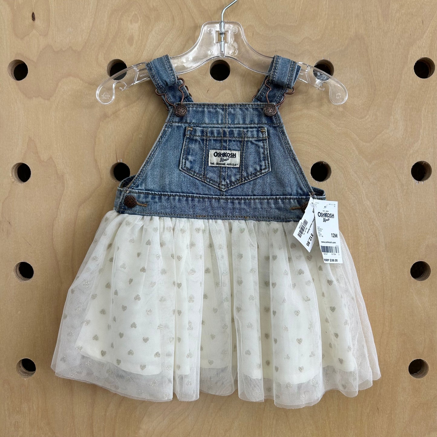 Denim + Tulle Glitter Hearts Skirtall