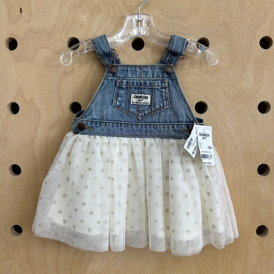Denim + Tulle Glitter Hearts Skirtall