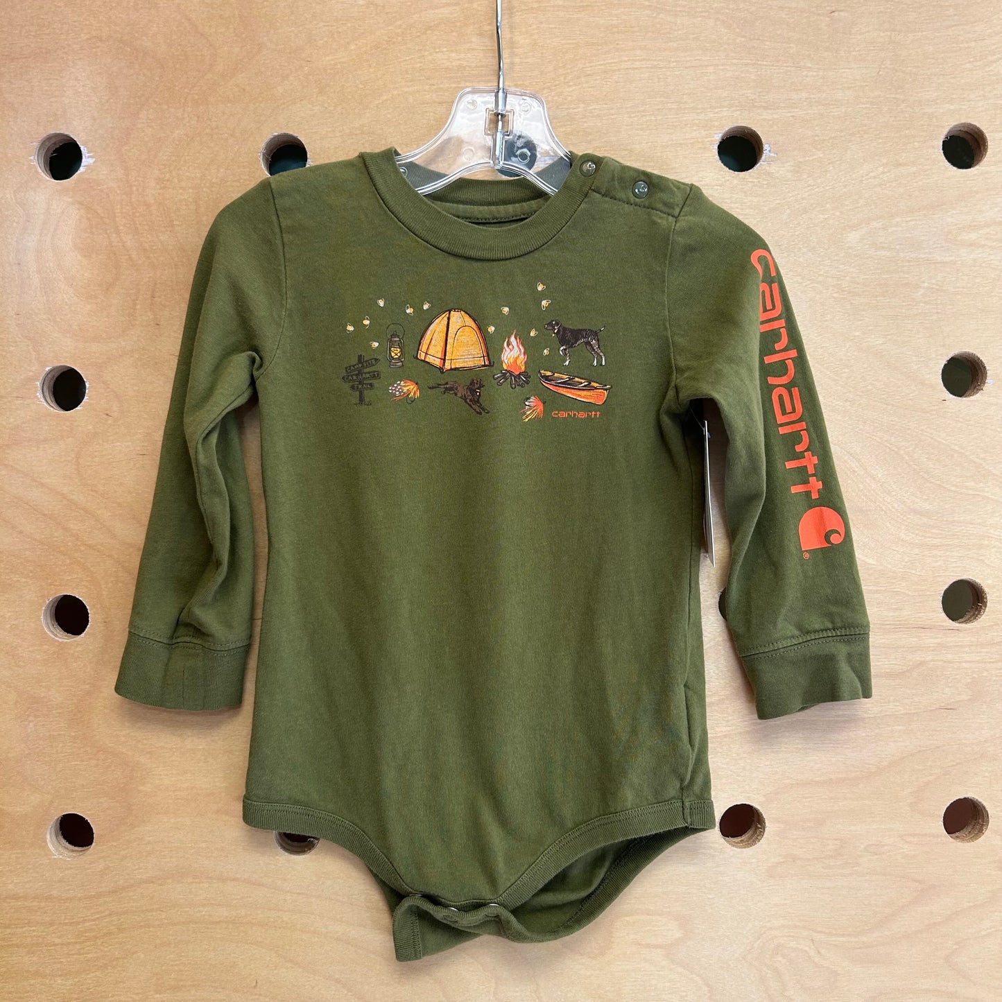 Green Logo Sleeve Camping Bodysuit