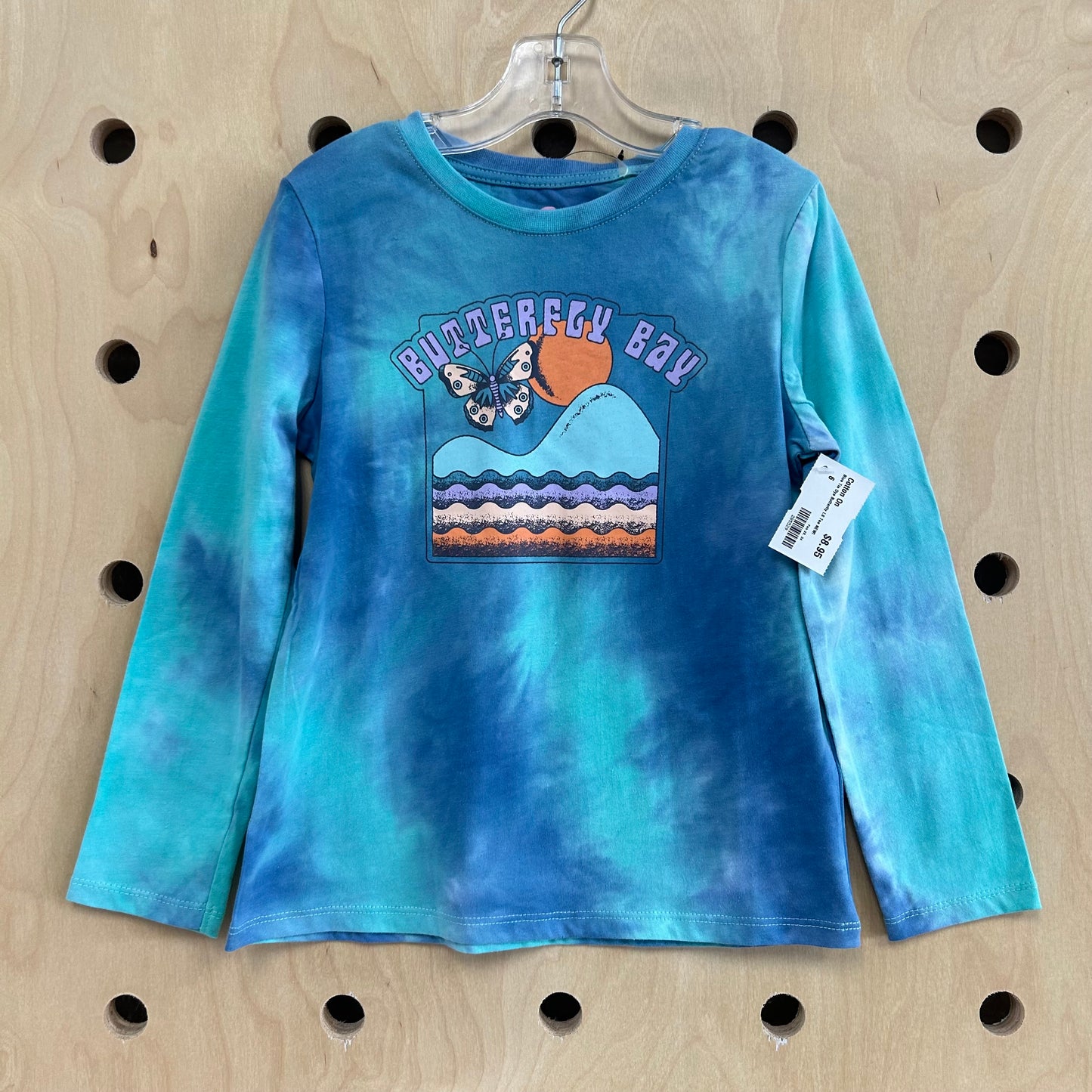 Blue Tie Dye Butterfly LS Tee NEW!