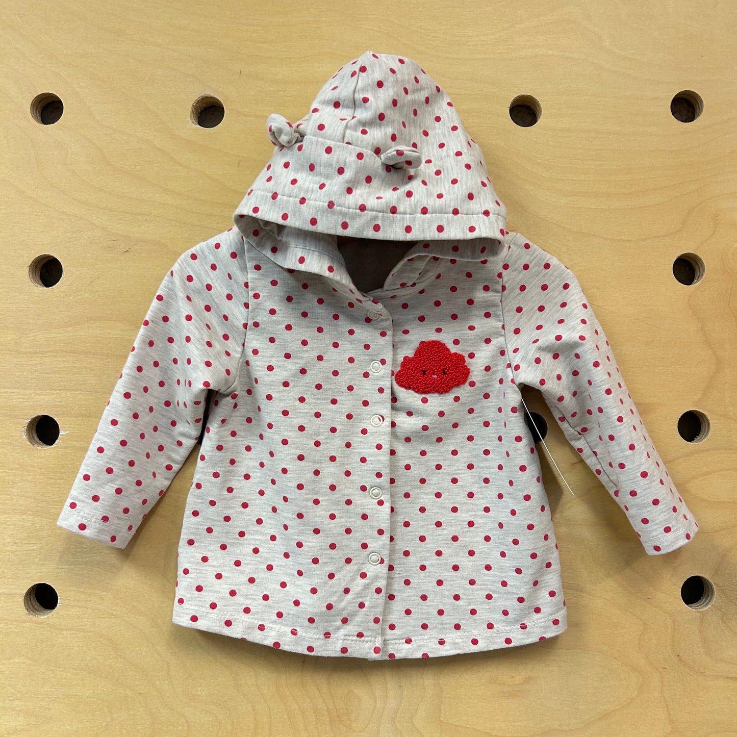 Beige & Red Polka Dot Snap Jacket