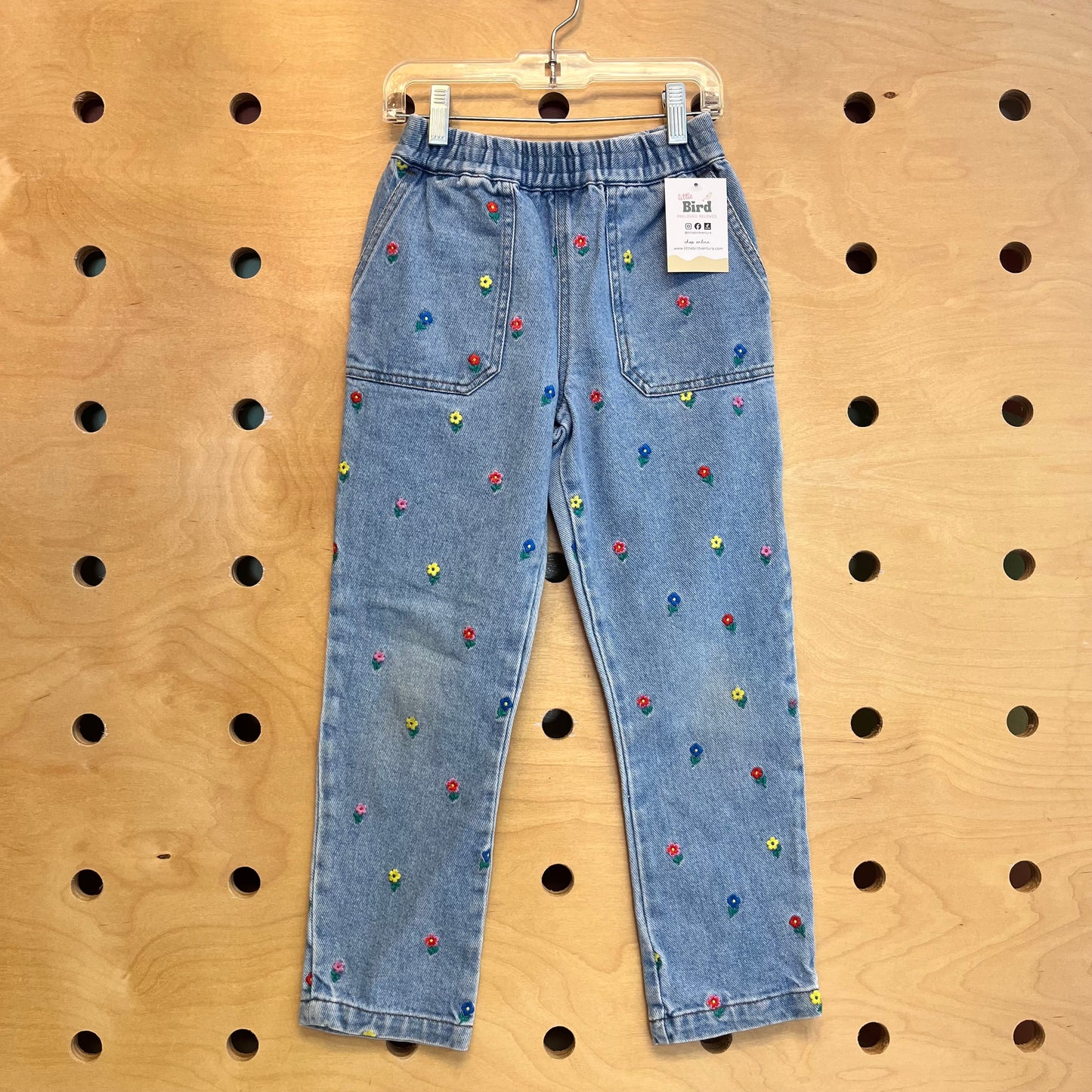 Embroidered Floral Pull On Denim