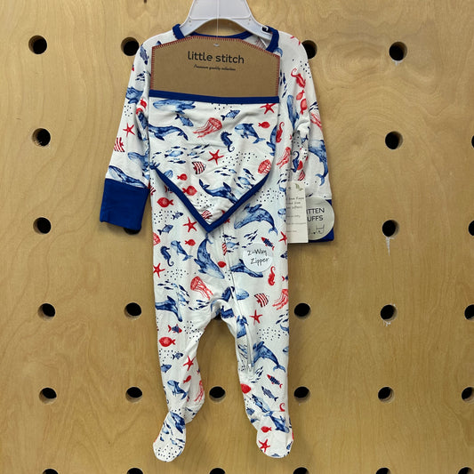 Blue Whales Bamboo Zippy Set NEW!