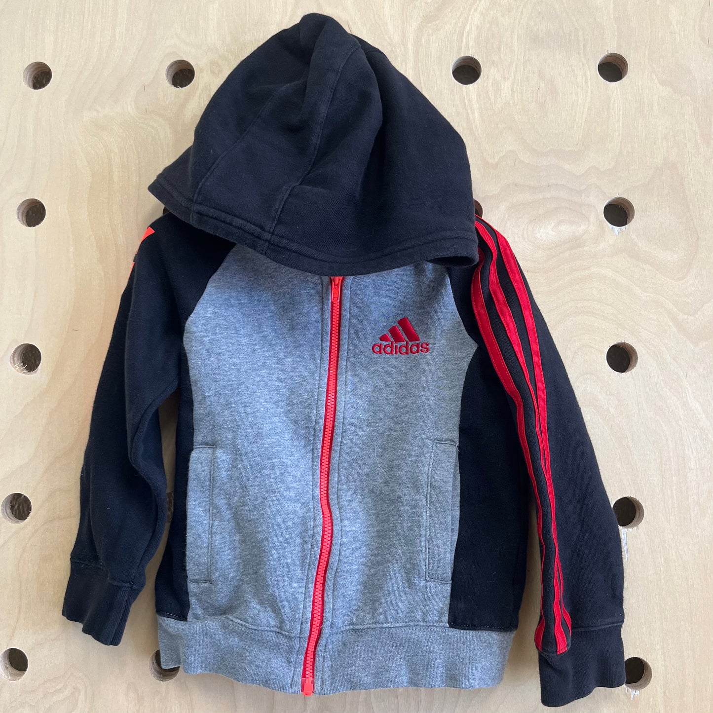 Grey Black & Red Zip Hoodie