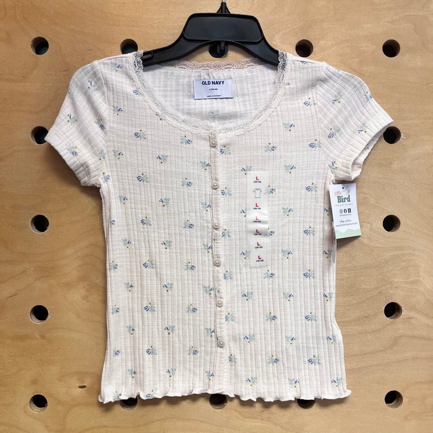 Cream & Blue Floral Button Top NEW!