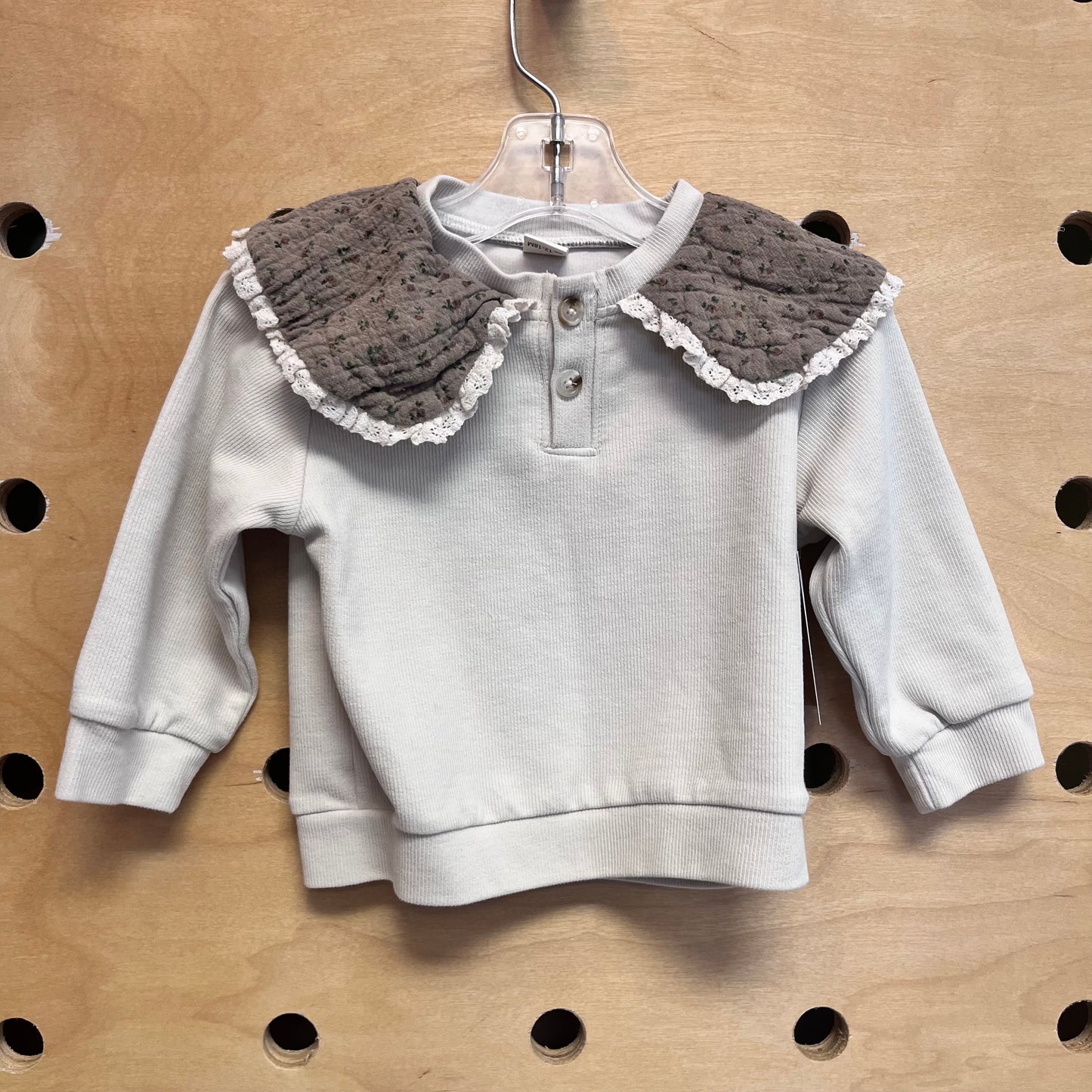 Cream/Brown Floral Collared LS