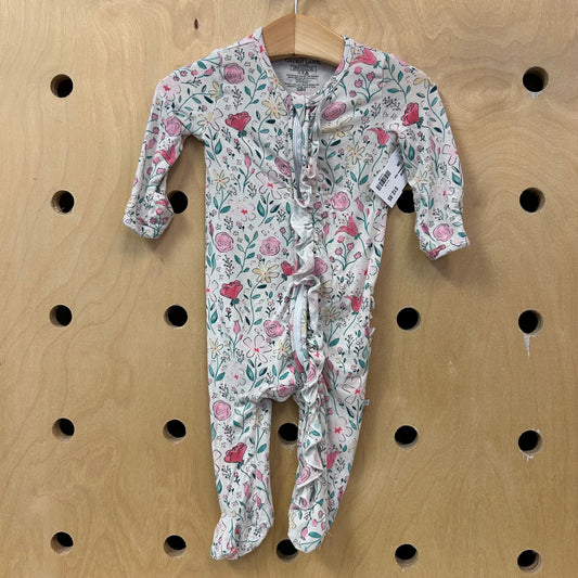 White Floral Bamboo Zippy