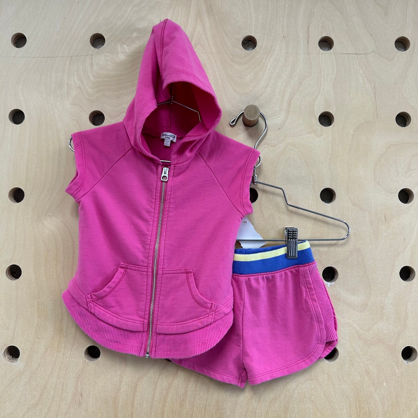 Pink 2pc. Zip Hoodie & Shorts Set