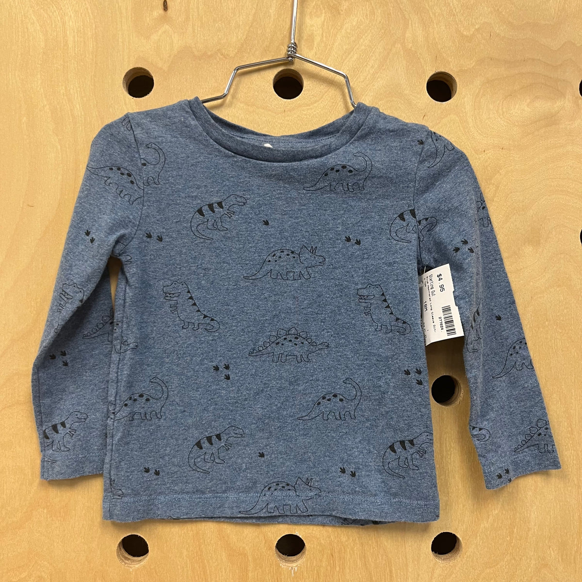 Blue Heathered Long Sleeve Dino Tee