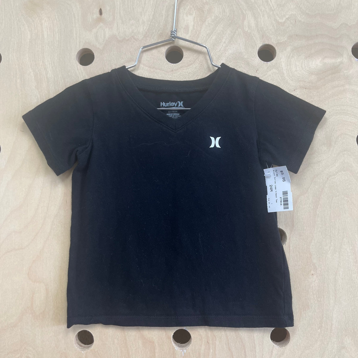 Black Hurley Logo V-Neck Tee