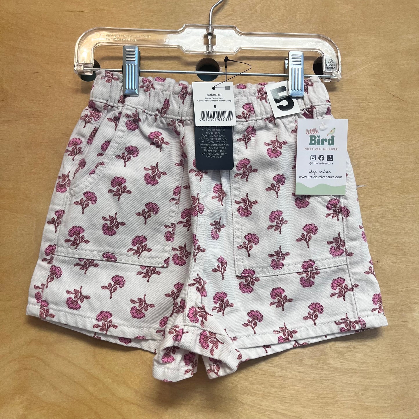 White/Pink Floral Pull On Shorts NEW!