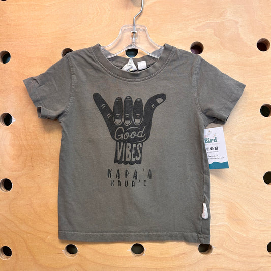 Green 'Good Vibes' Cotton Tee
