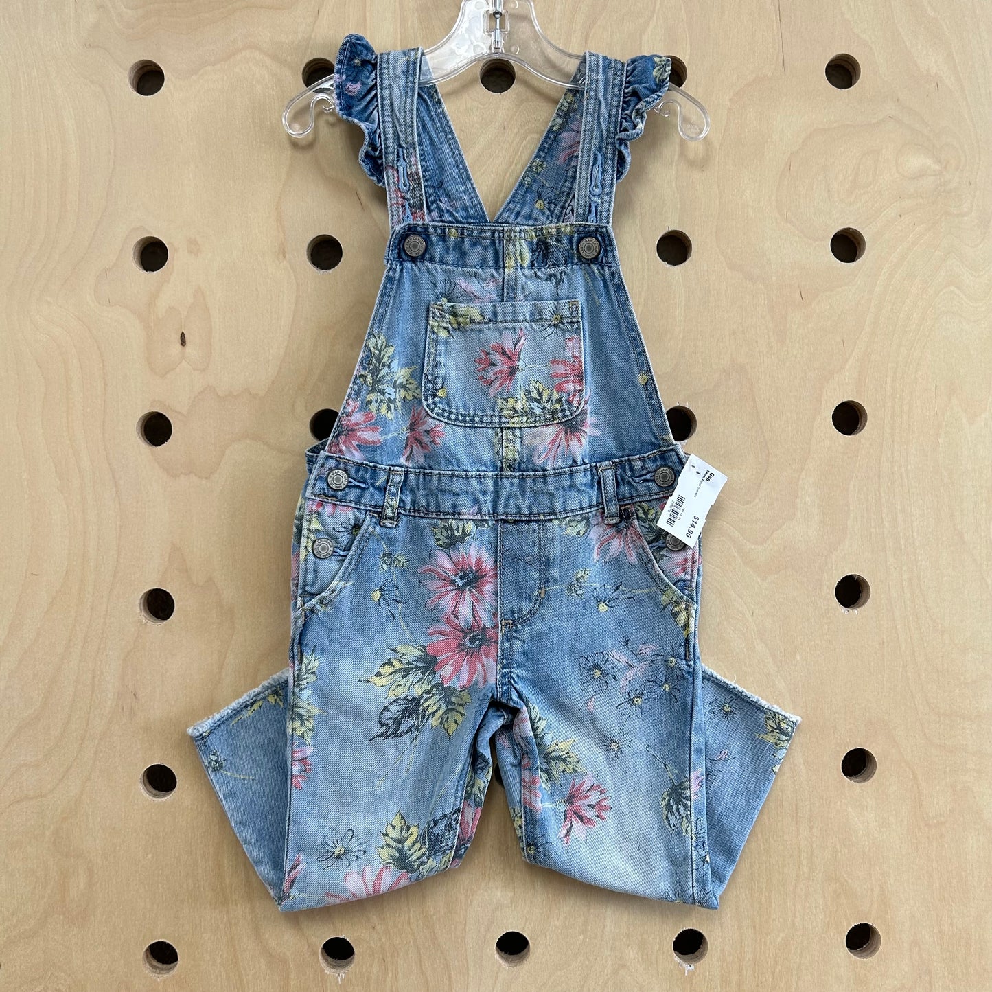Denim Floral Overalls