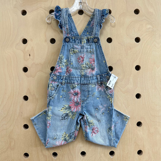 Denim Floral Overalls