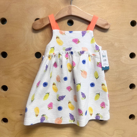 White Fruits Textured Dress